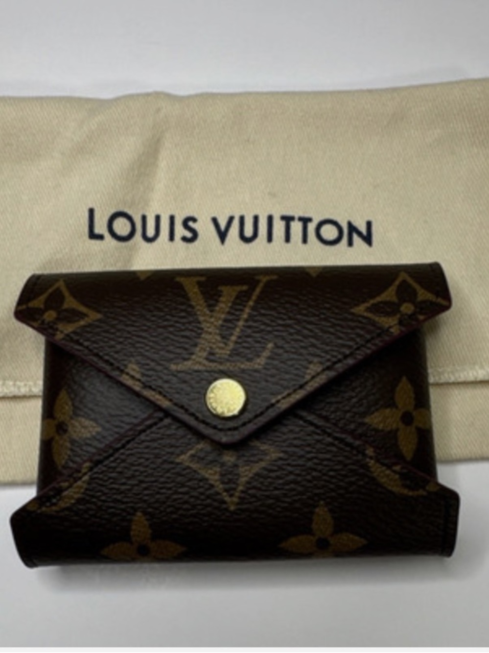 Louis Vuitton Monogram Canvas Envelope Card Holder in Brown with Gold Snap